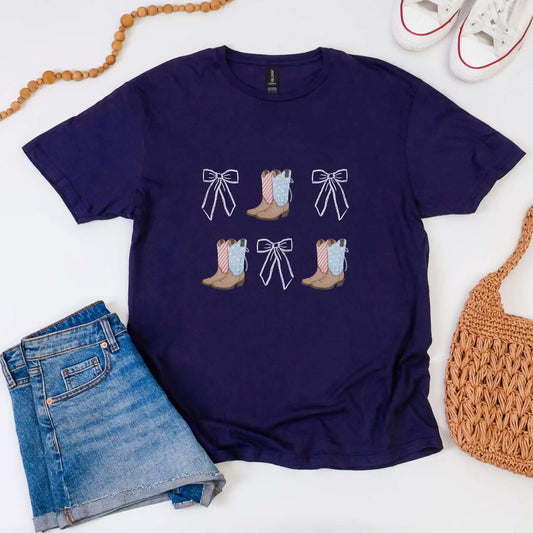 Patriotic Cowgirl Boots & Bows Tee