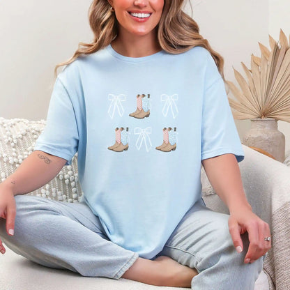 Patriotic Cowgirl Boots & Bows Tee