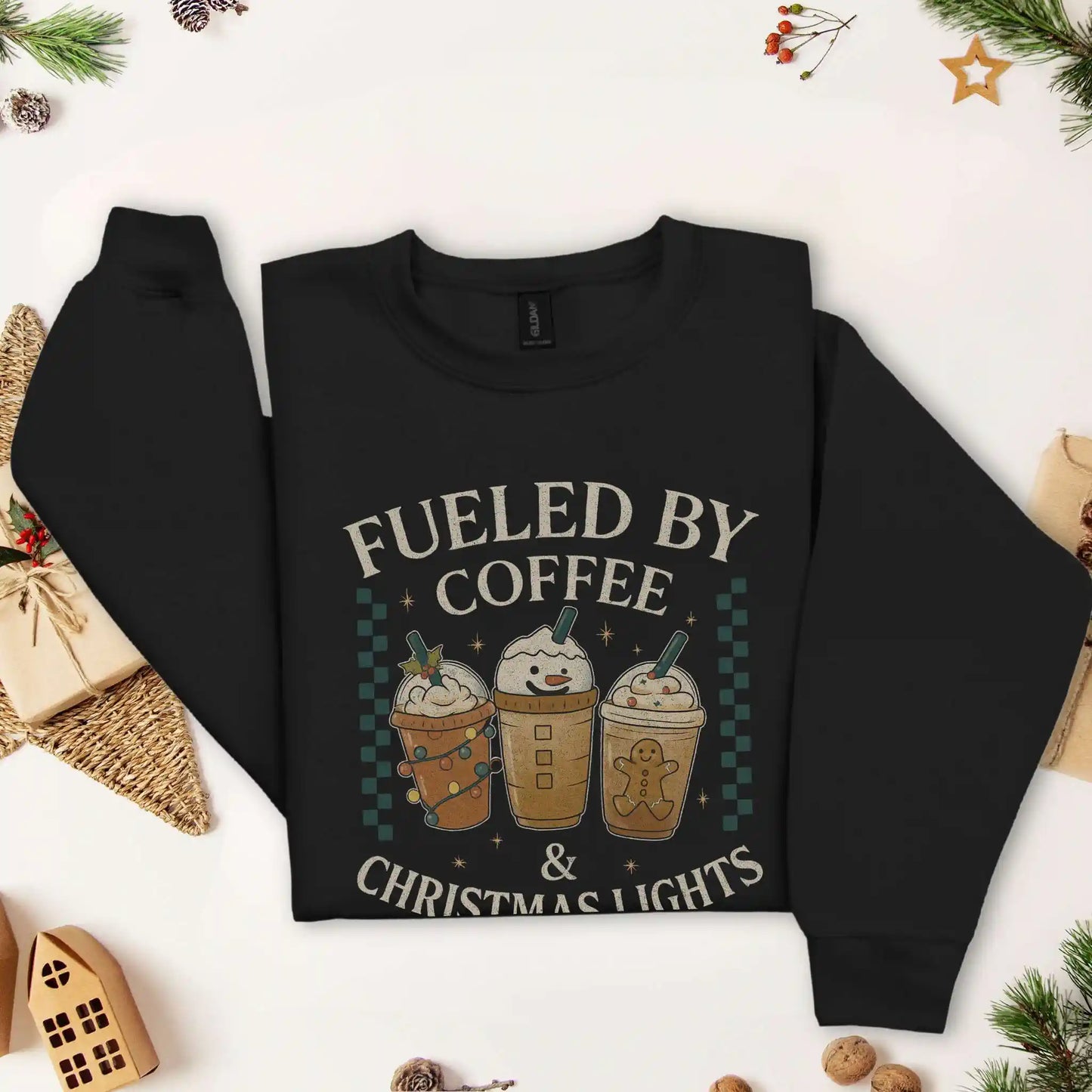Fueled by Coffee & Christmas Lights Sweatshirt